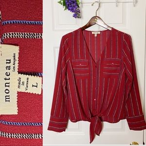 Monteau Los Angeles Women’s Red Striped Blouse